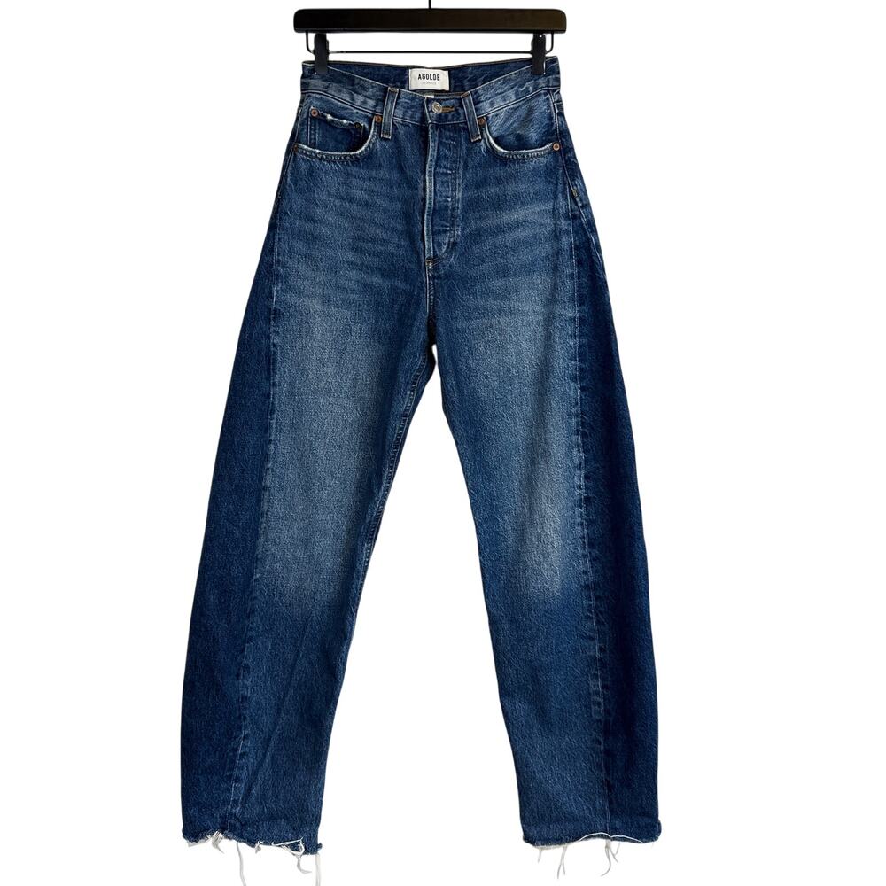 AGOLDE Luna High-Rise Pieced Taper Jeans Split Wash Blue $258 - 25
